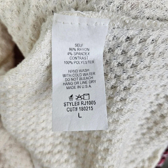 By Together Wrap Look Waffle Knit Pullover Blouse Contrast Sleeves‎ Size Large - Picture 7 of 12